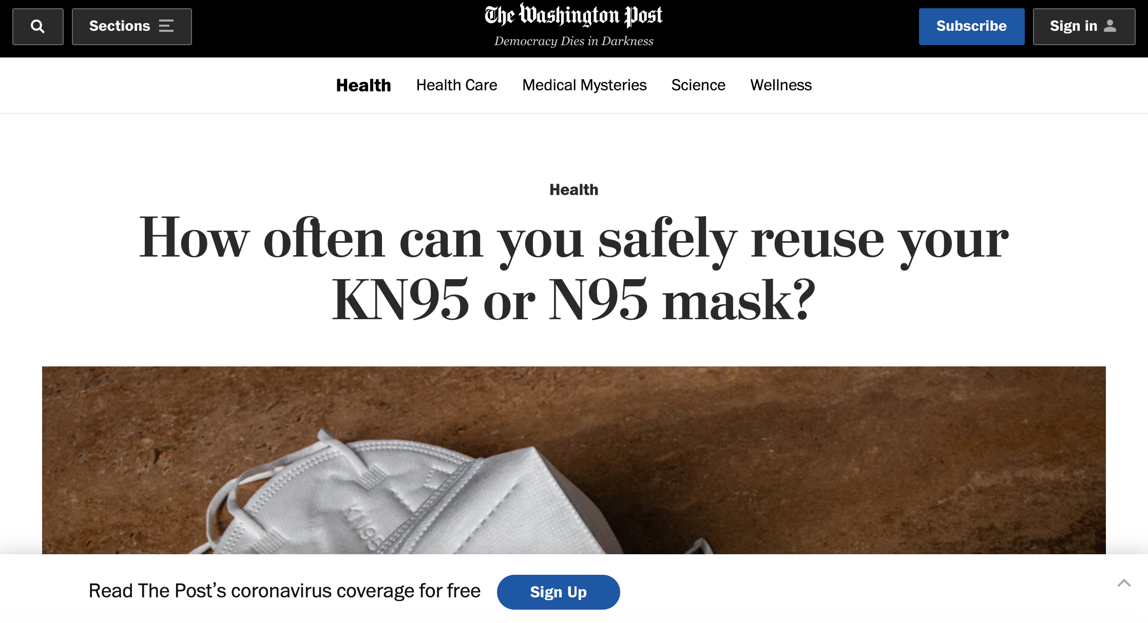 "How often can you safely reuse your KN95 or N95 mask?" Washington